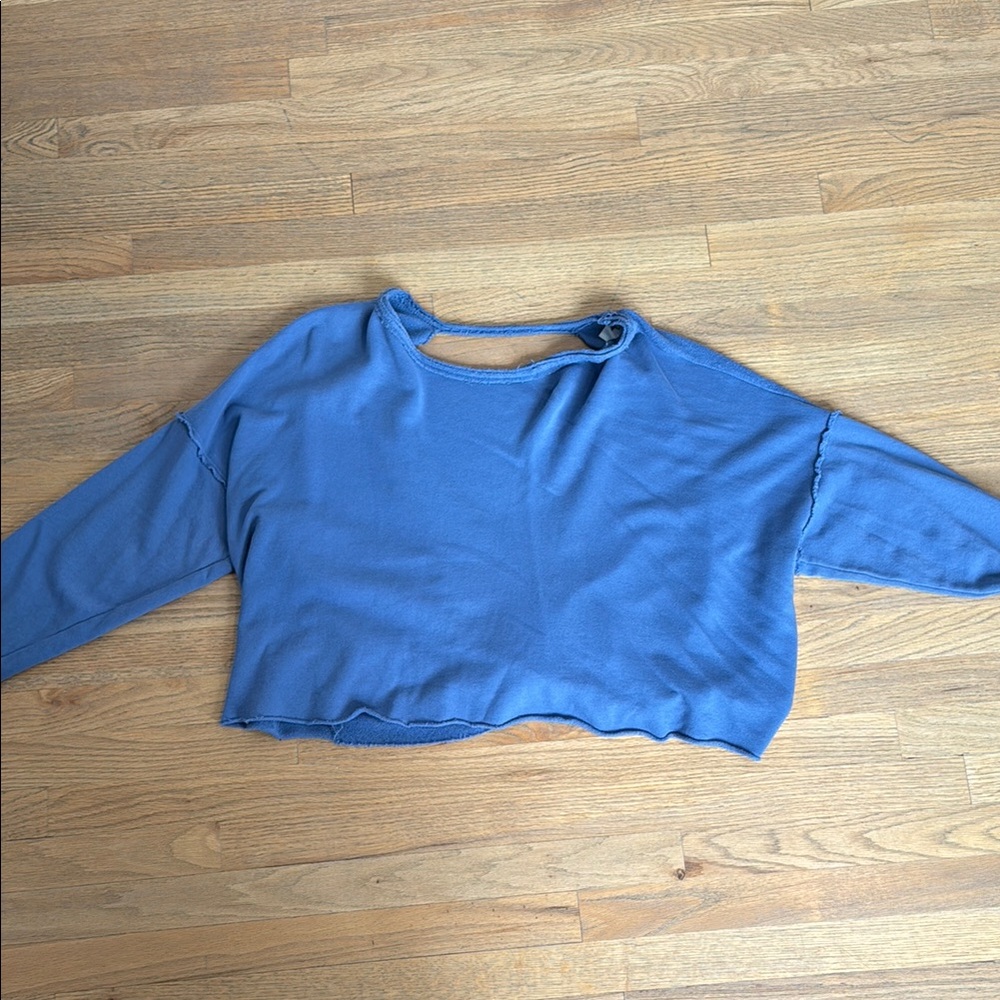 Aerie Blue Cropped Long-Sleeve Women's Top